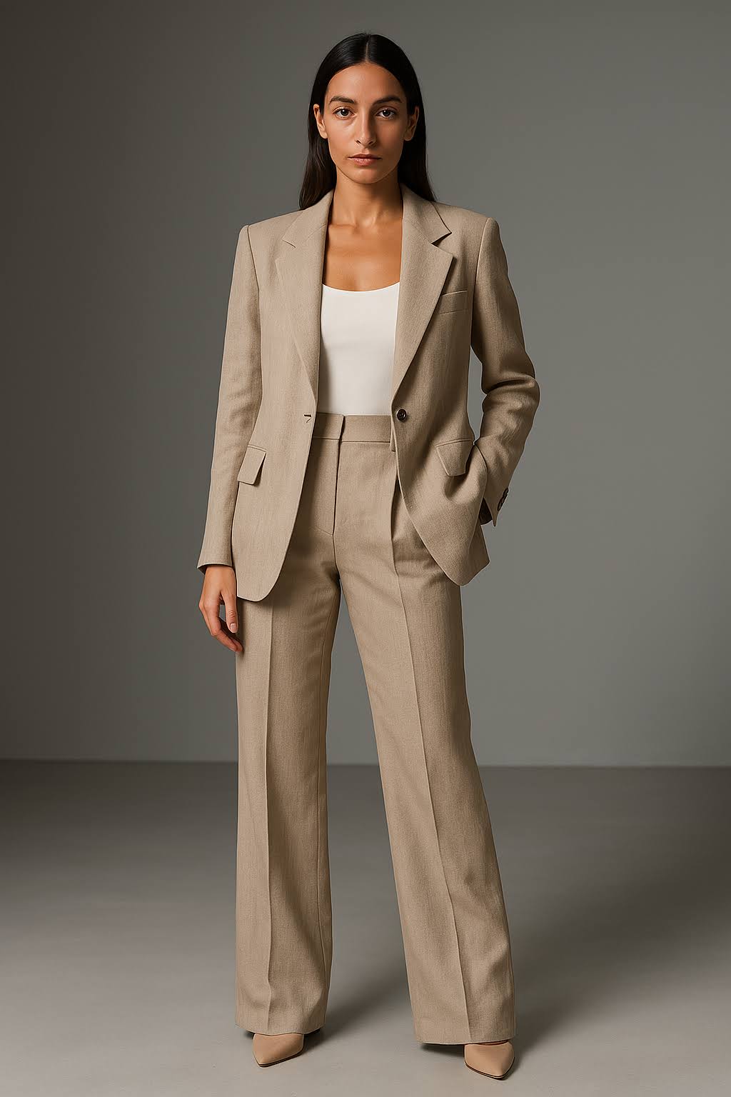 Tailored Wide Leg Blazer Trousers Set