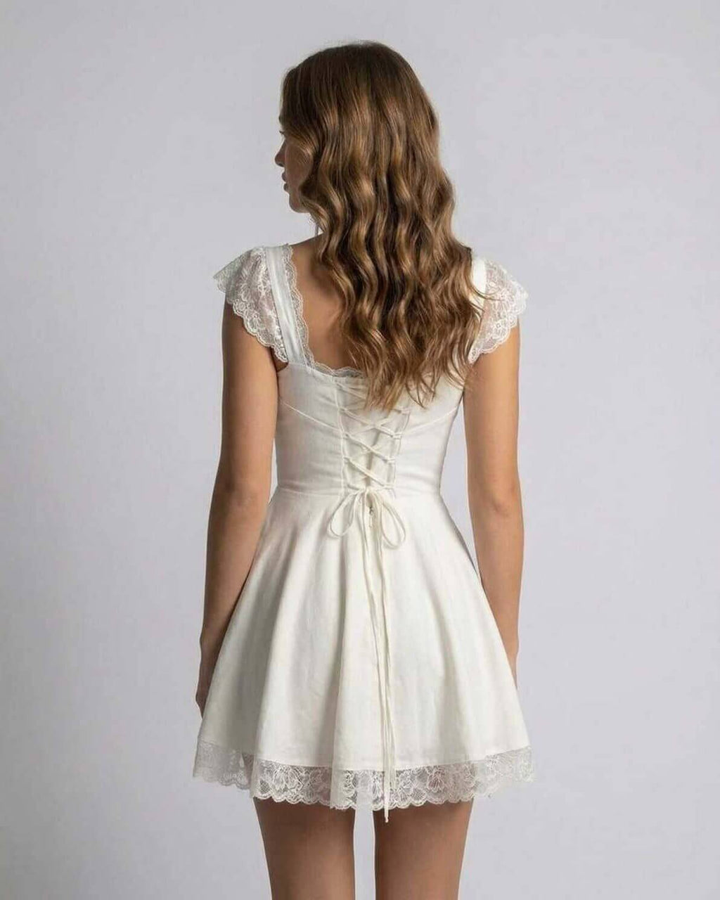 Lace Trim Mini Dress