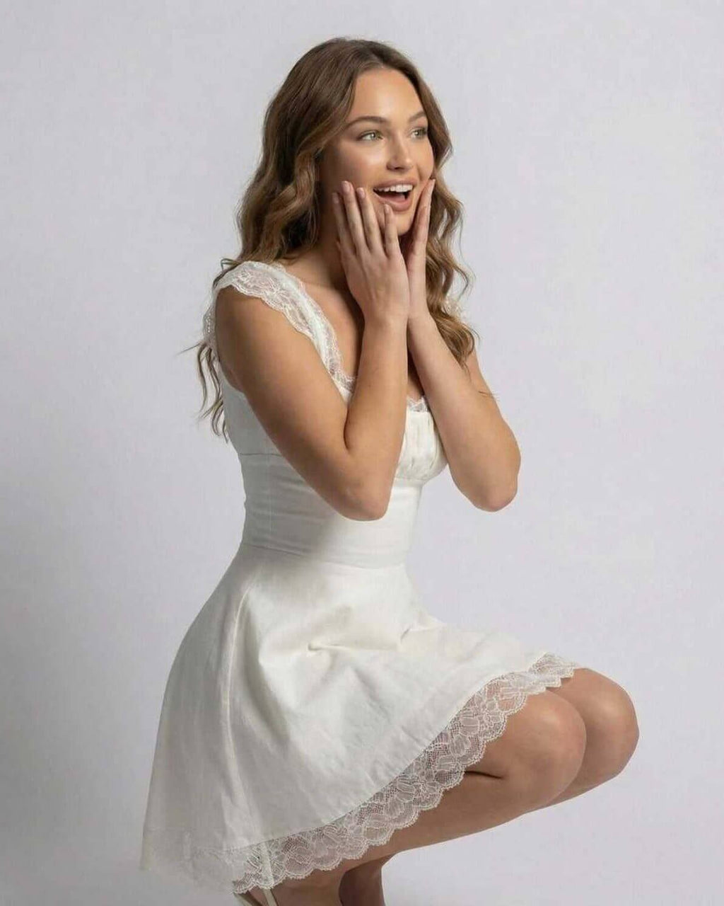 Lace Trim Mini Dress