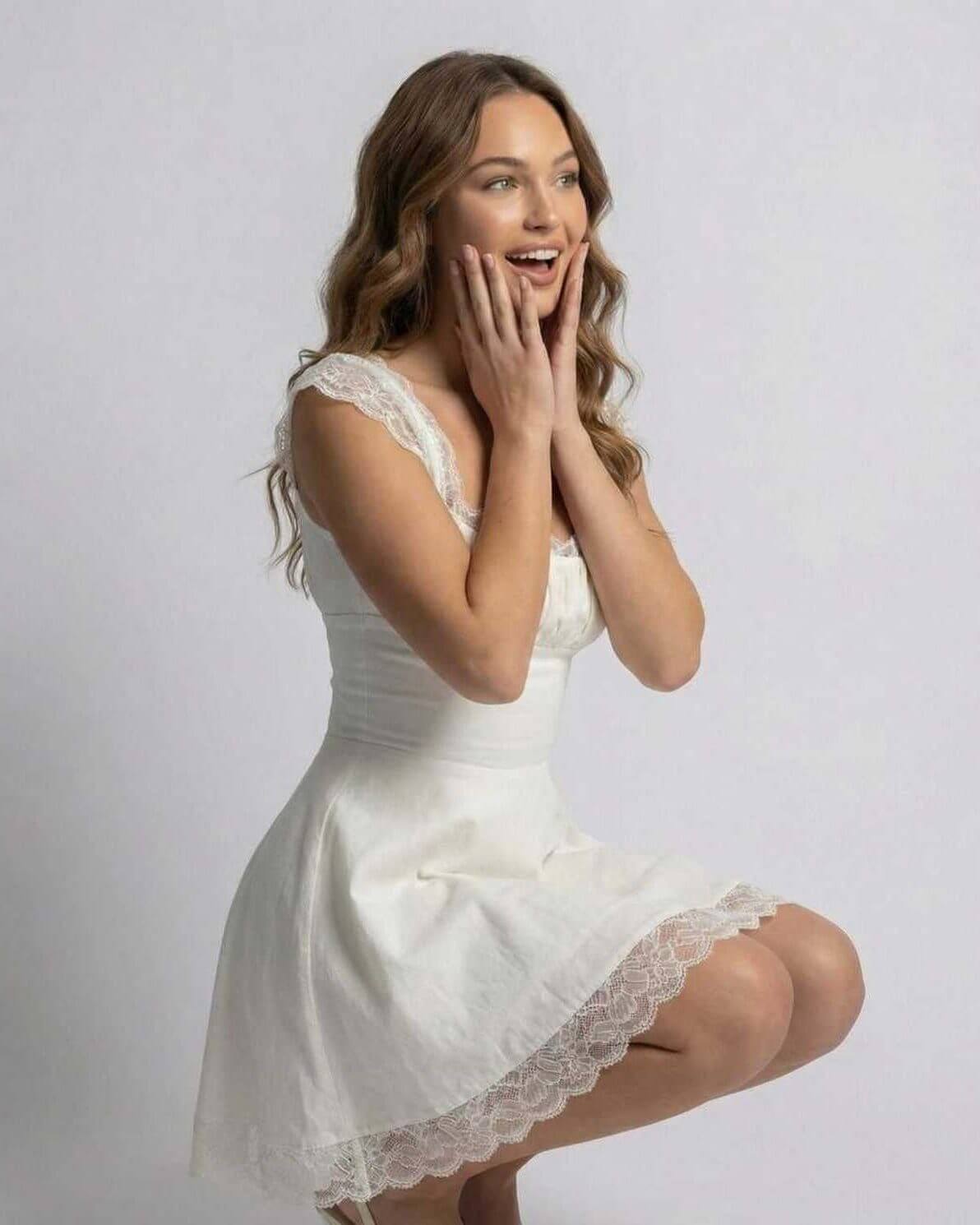 Lace Trim Mini Dress