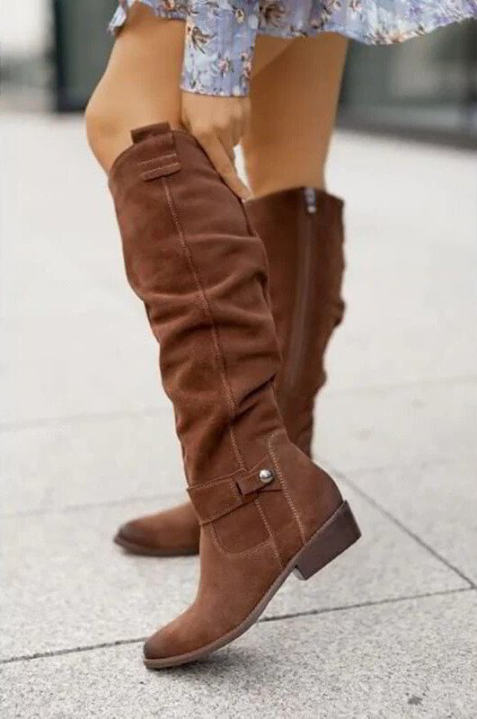 Stylish Brown Slouchy Suede Boots