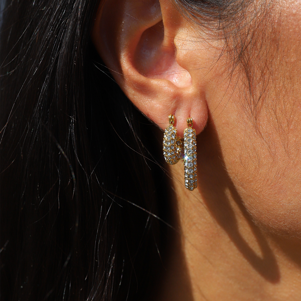 Chunky Pavé Zirconia Hoop Earrings