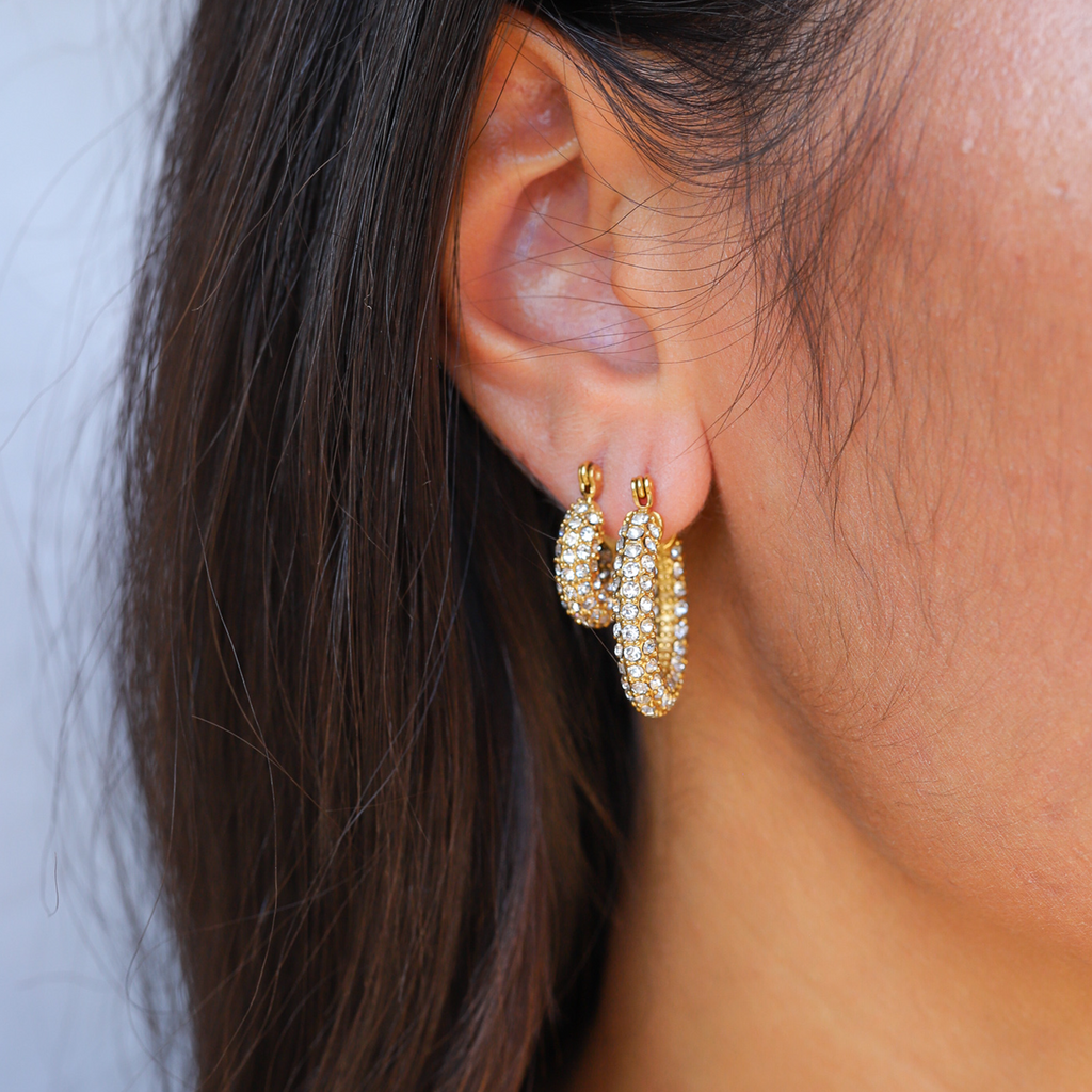 Chunky Pavé Zirconia Hoop Earrings