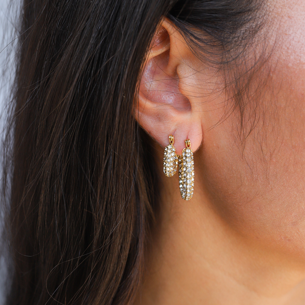 Chunky Pavé Zirconia Hoop Earrings