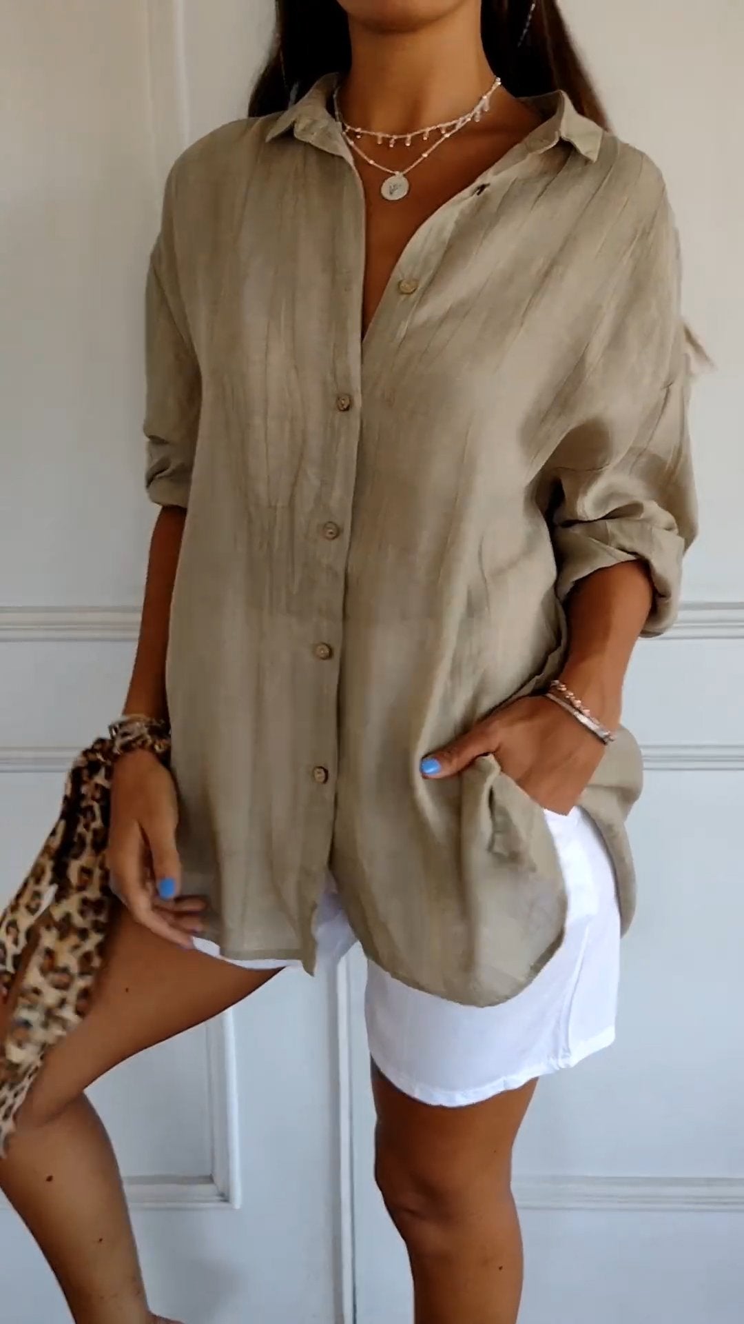Long Sleeve Crinkle Blouse