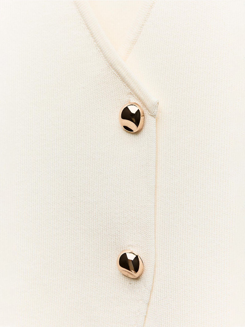 V-Neck Button Sleeveless Top