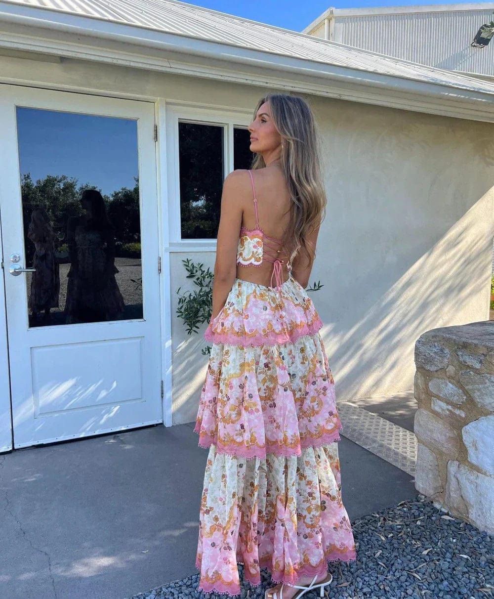 Embroidered Ruffled Maxi Dress