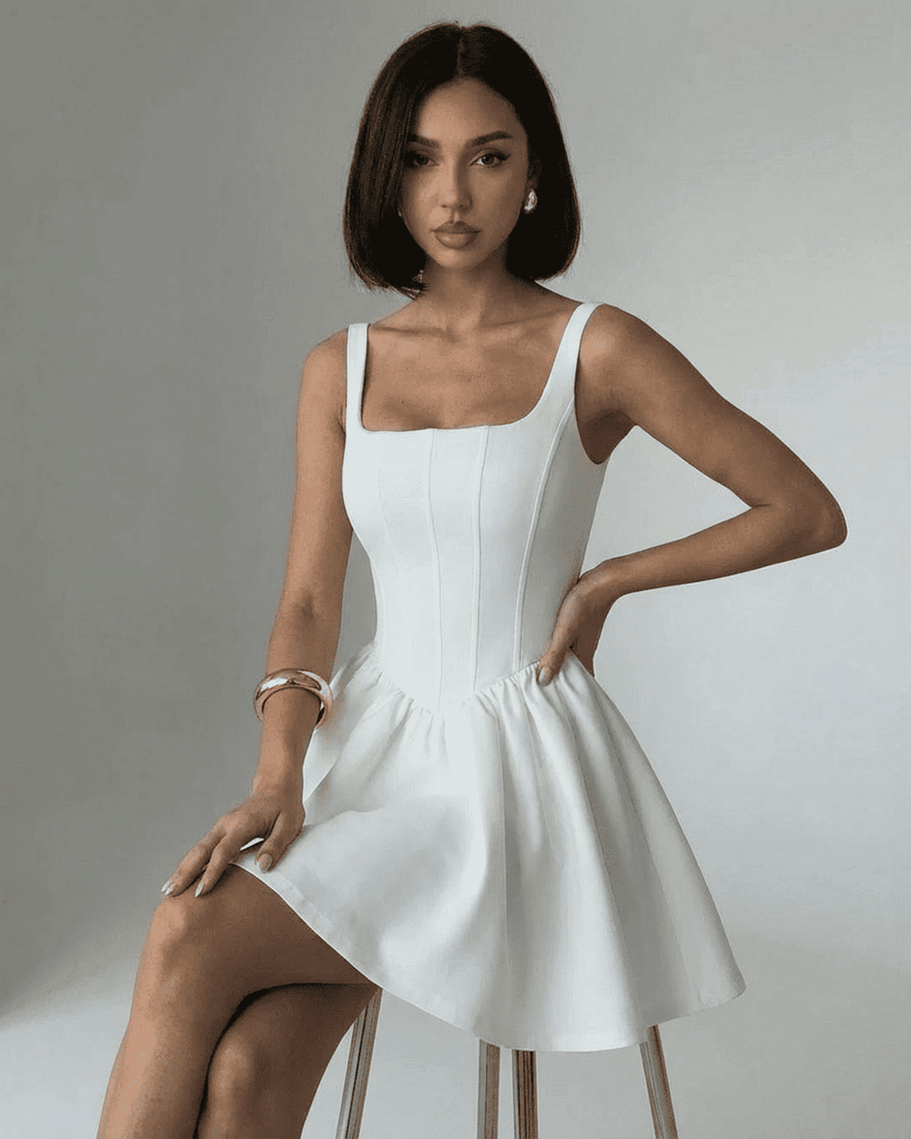 White Corset Mini Dress