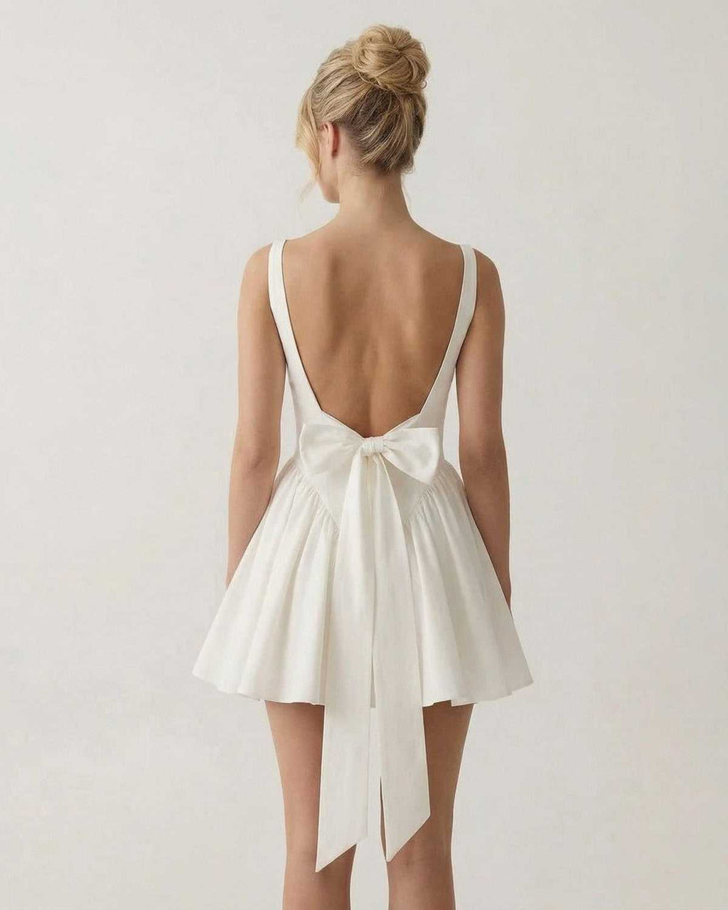 Square Neck White Mini Dress