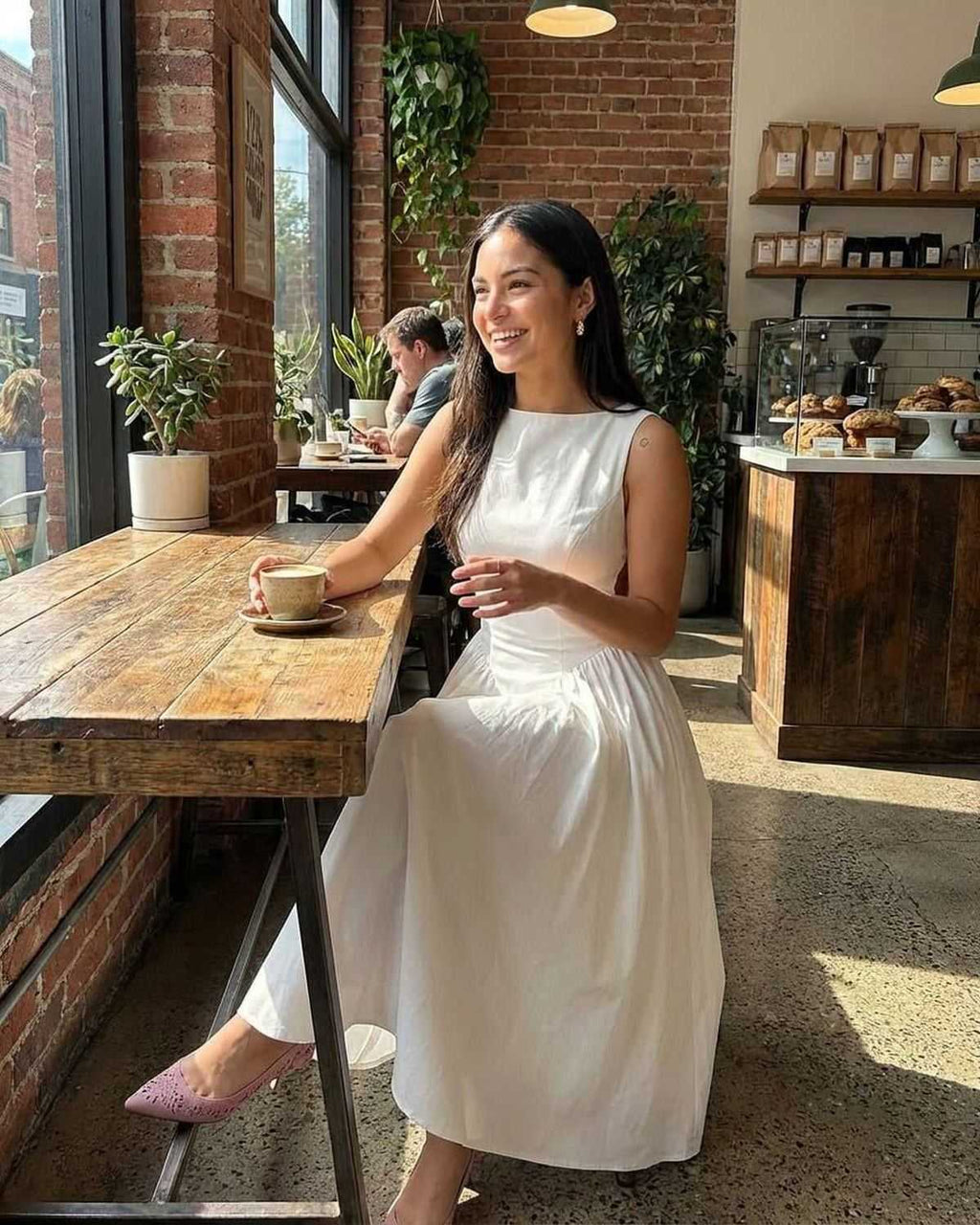 Pleated Cut Out Midi Dress