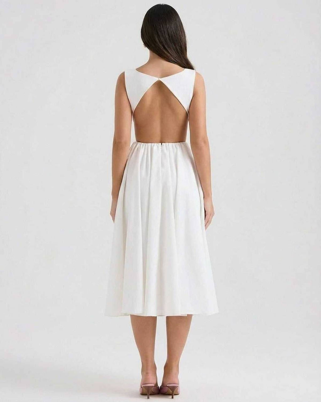 Pleated Cut Out Midi Dress