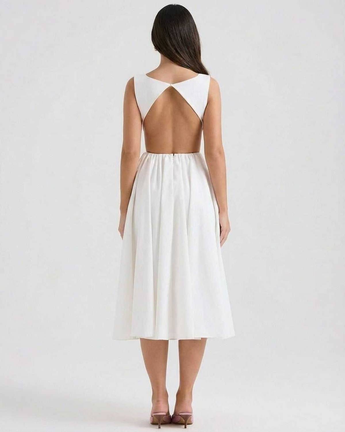 Pleated Cut Out Midi Dress