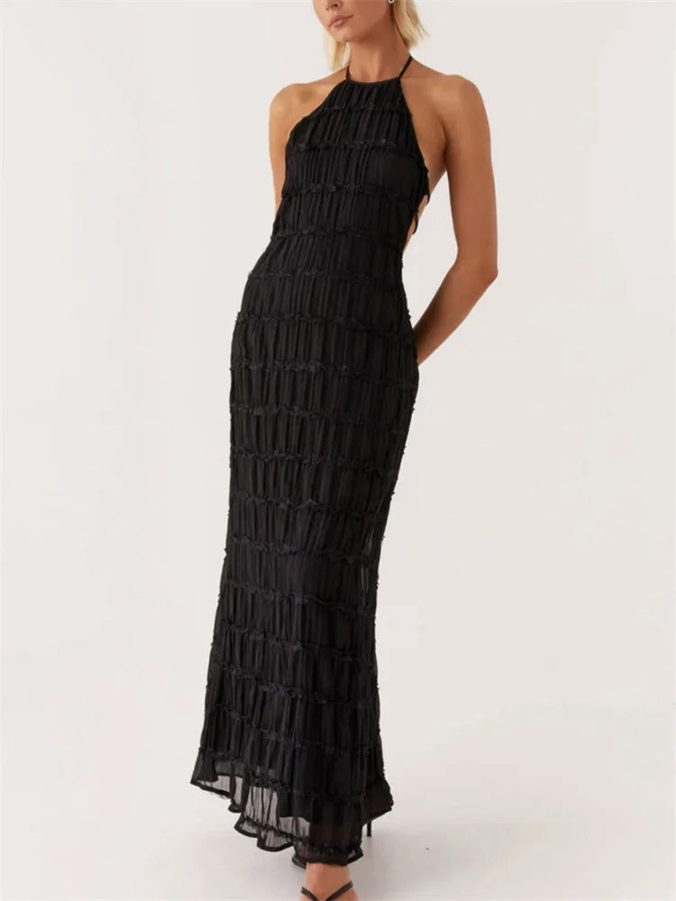 Tiered Halter Maxi Dress