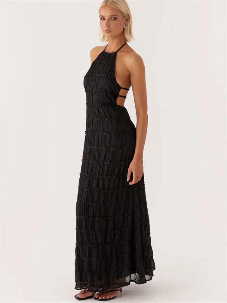 Tiered Halter Maxi Dress