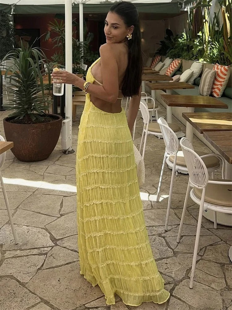 Tiered Halter Maxi Dress