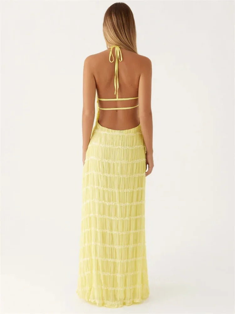 Tiered Halter Maxi Dress