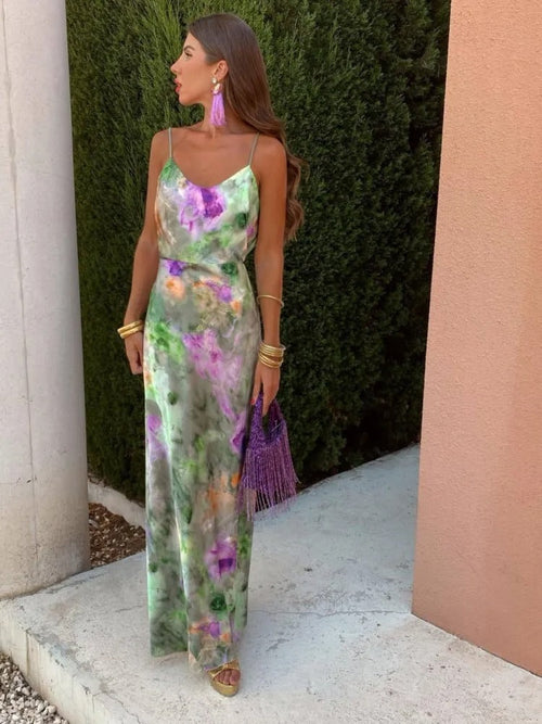 Abstract Print Cut Out Maxi Dress