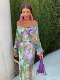 Abstract Print Cut Out Maxi Dress