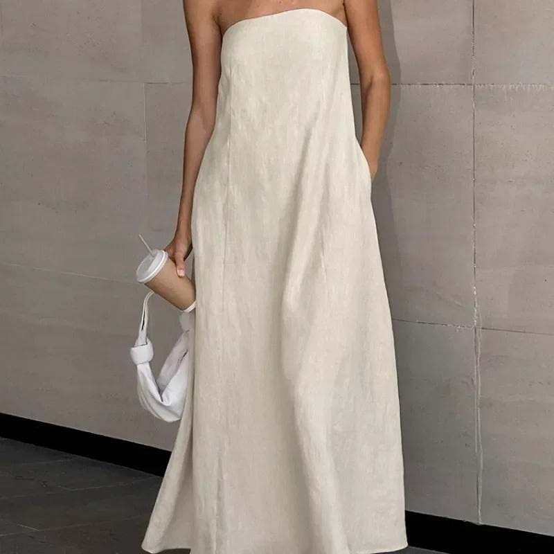 Minimalist Strapless Maxi Dress
