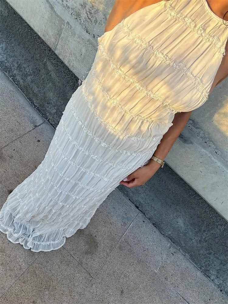 Tiered Halter Maxi Dress