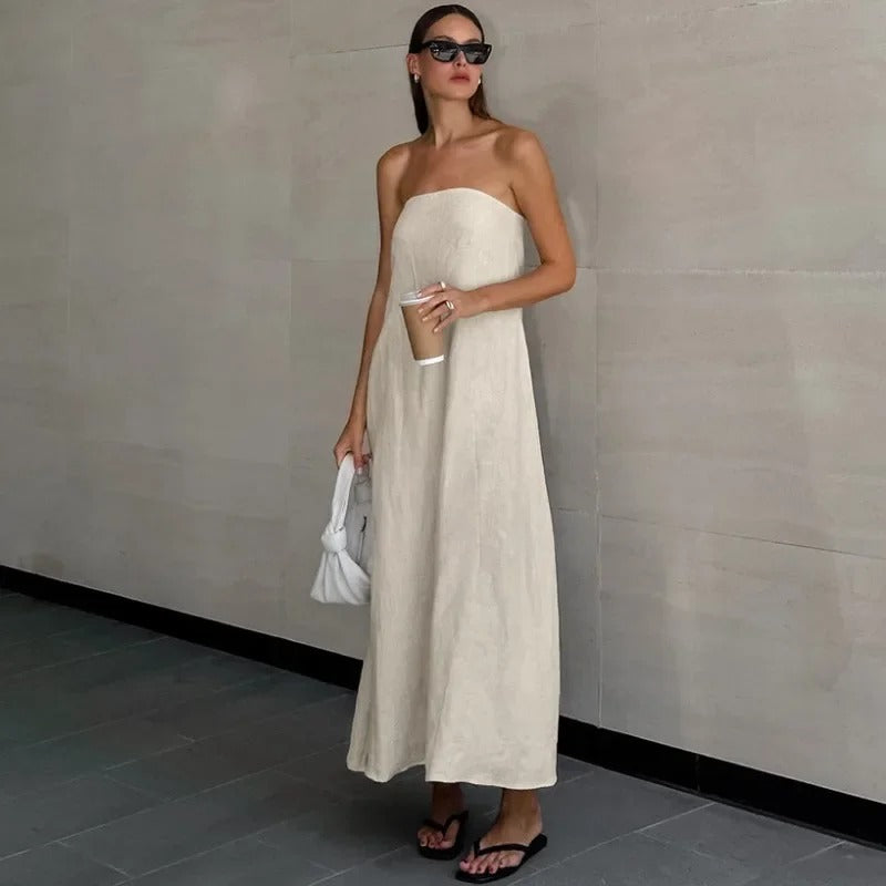 Minimalist Strapless Maxi Dress