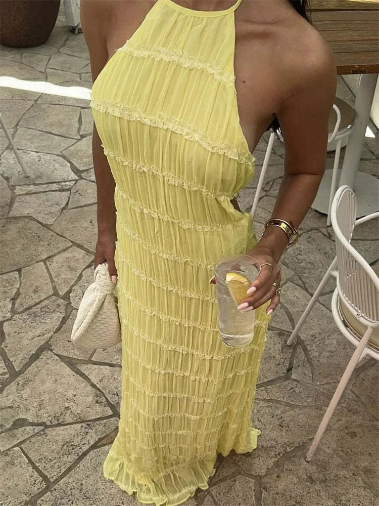 Tiered Halter Maxi Dress