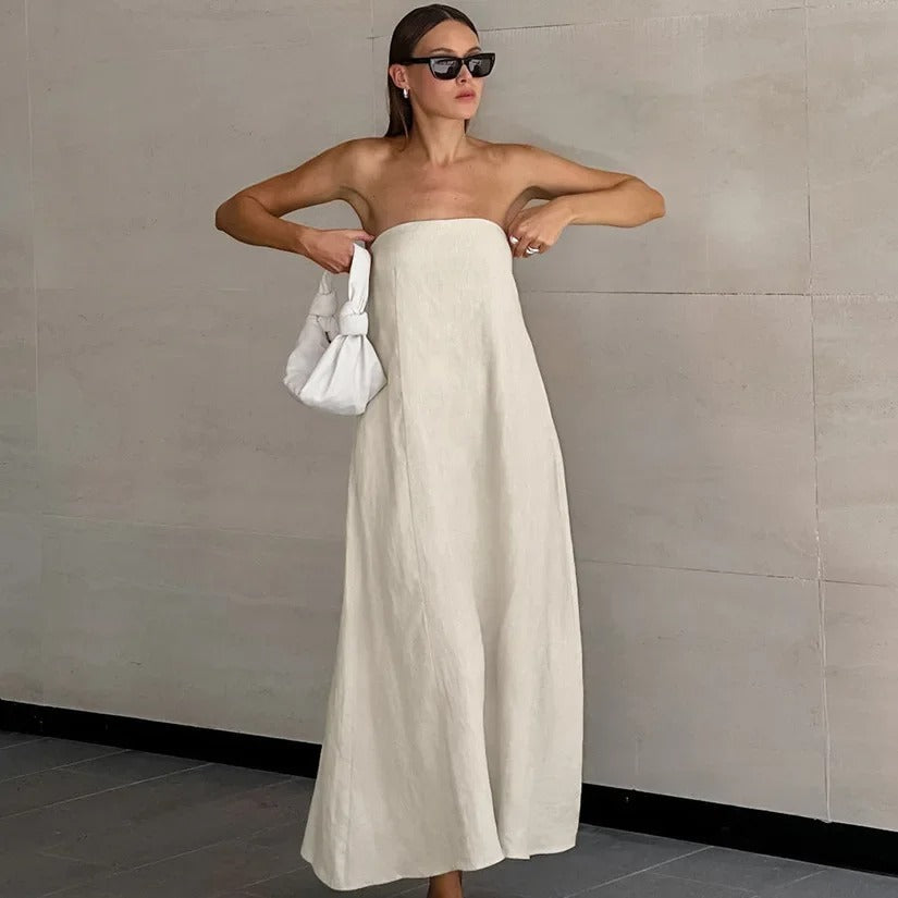 Minimalist Strapless Maxi Dress