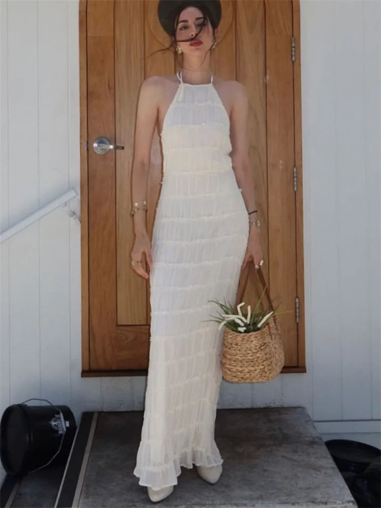Tiered Halter Maxi Dress