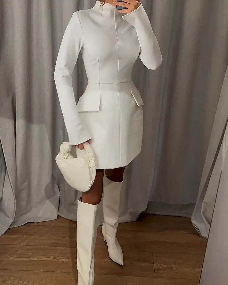 Structured High Neck Mini Dress