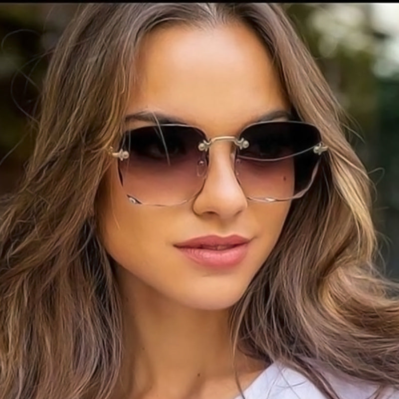 Modern Rimless Gradient Sunglasses