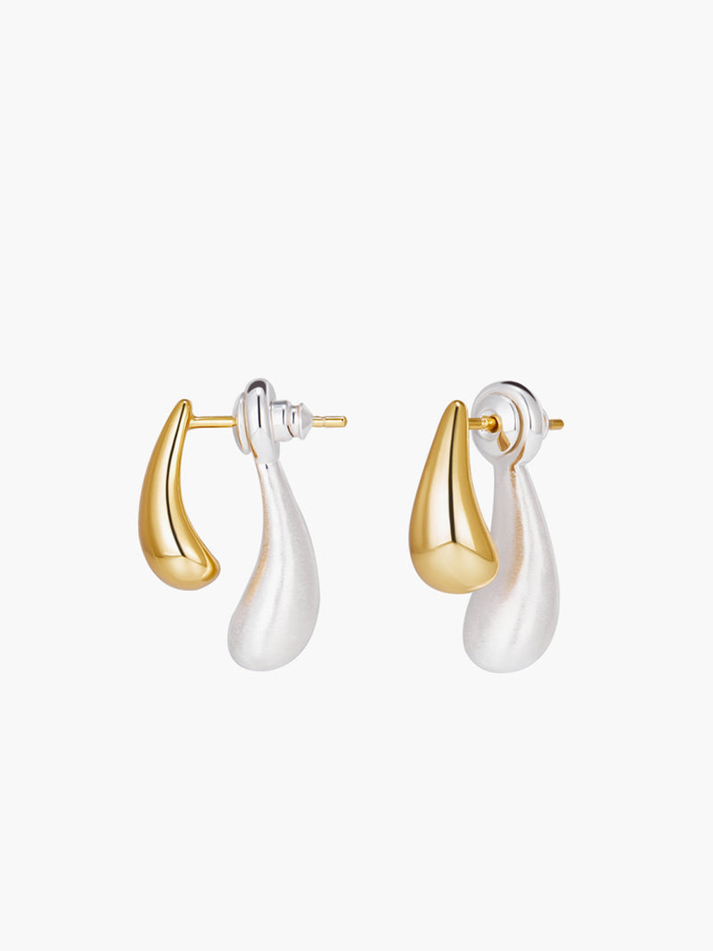 Modern Two-Tone Drop Earrings