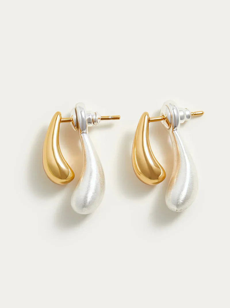Modern Two-Tone Drop Earrings