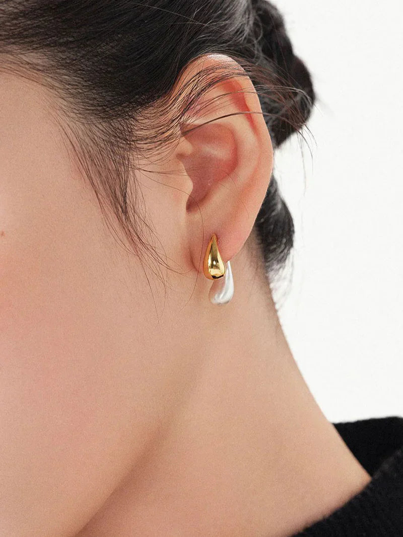 Modern Two-Tone Drop Earrings