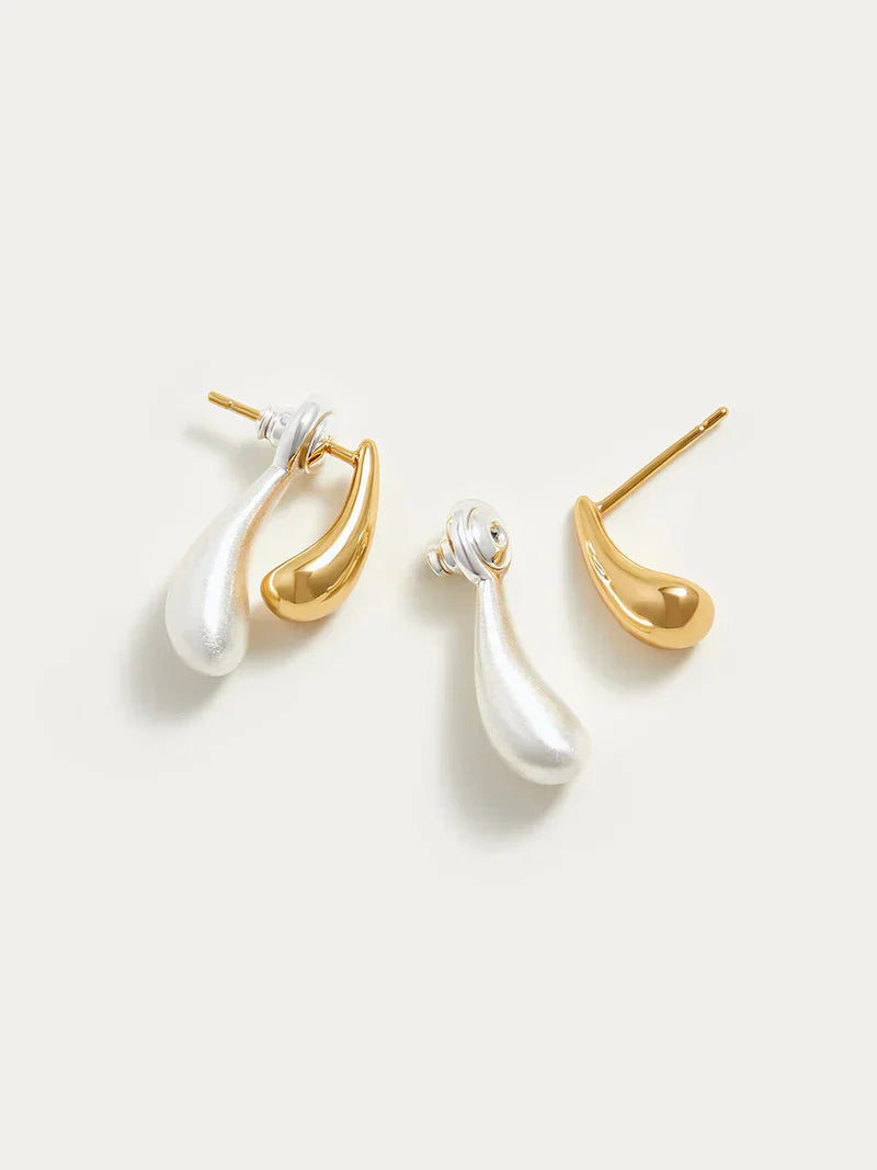 Modern Two-Tone Drop Earrings