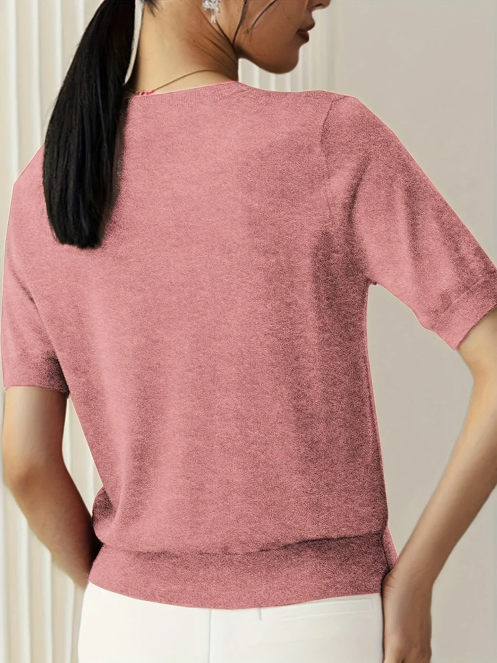 Soft Knit Short Sleeve Sweater