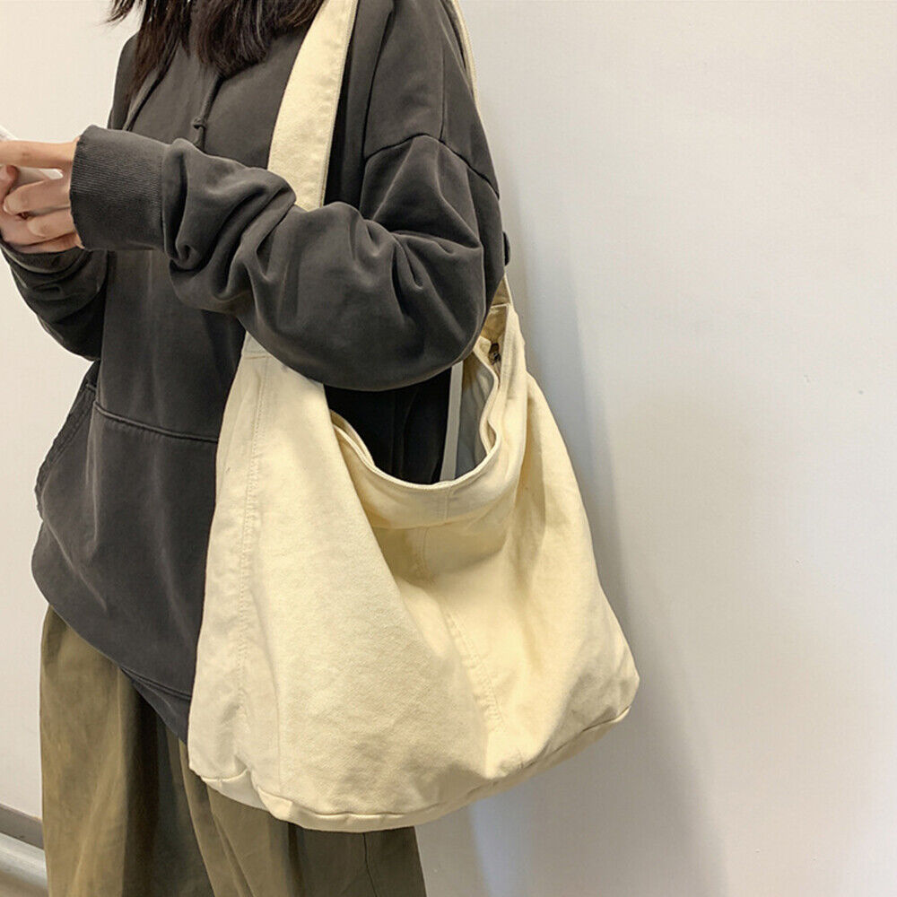Oversized Slouchy Canvas Shoulder Bag