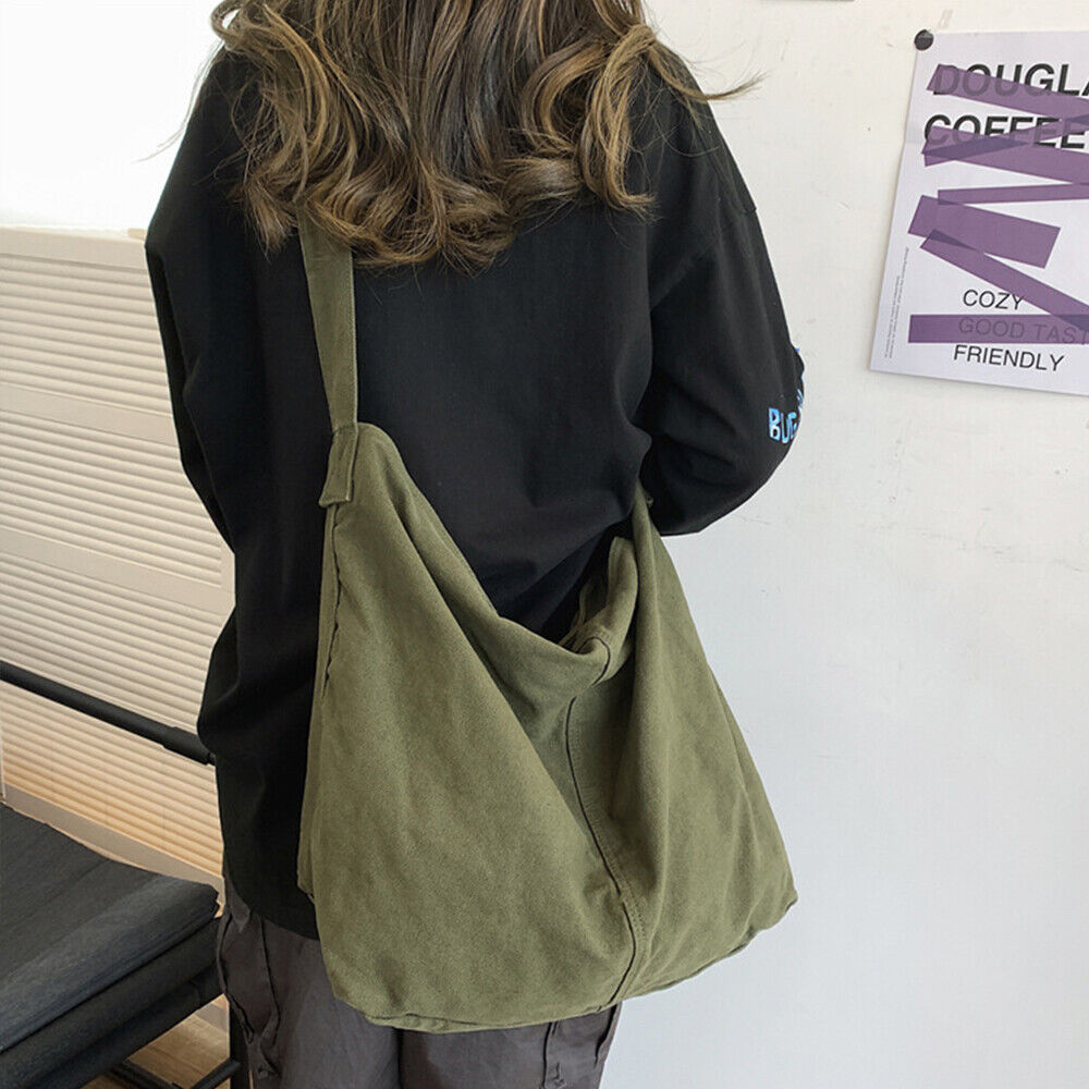 Oversized Slouchy Canvas Shoulder Bag