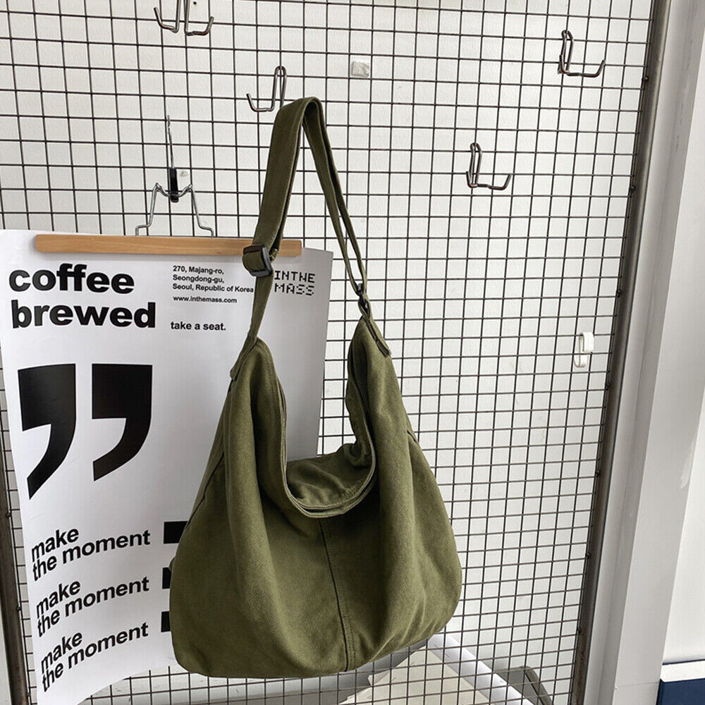 Oversized Slouchy Canvas Shoulder Bag