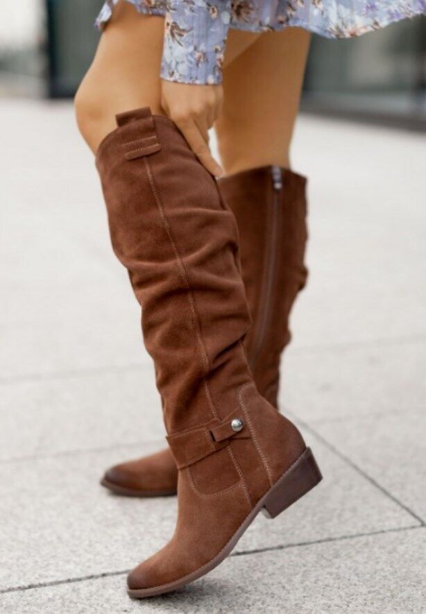 Slouchy Suede Knee-High Boots