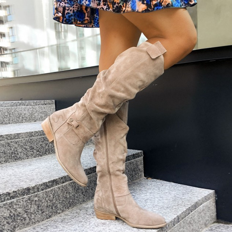 Stylish Brown Slouchy Suede Boots