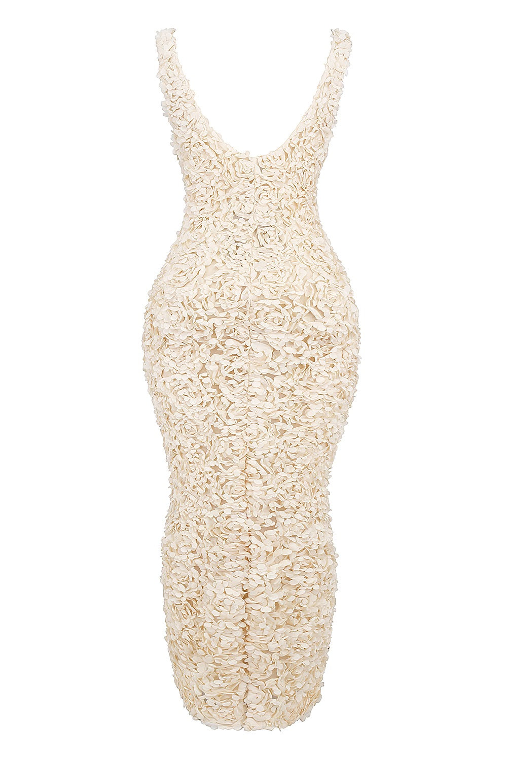 3D Rose Appliqué Sleeveless Maxi Dress