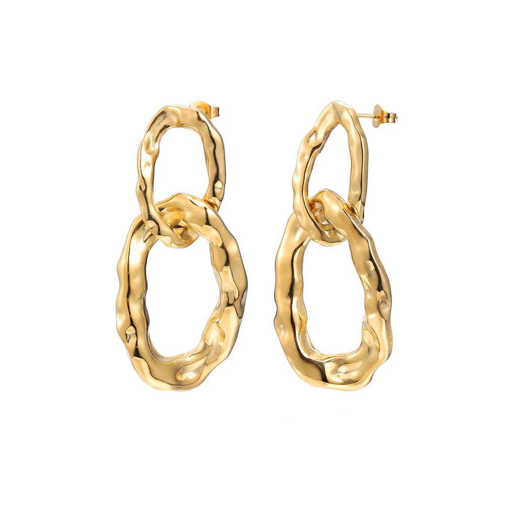 Gold Textured Link Earrings