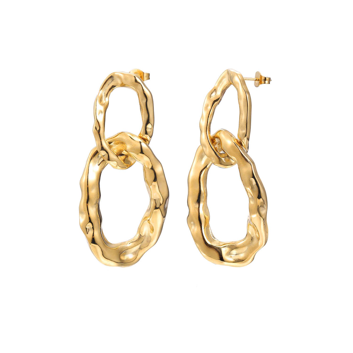 Gold Textured Link Earrings