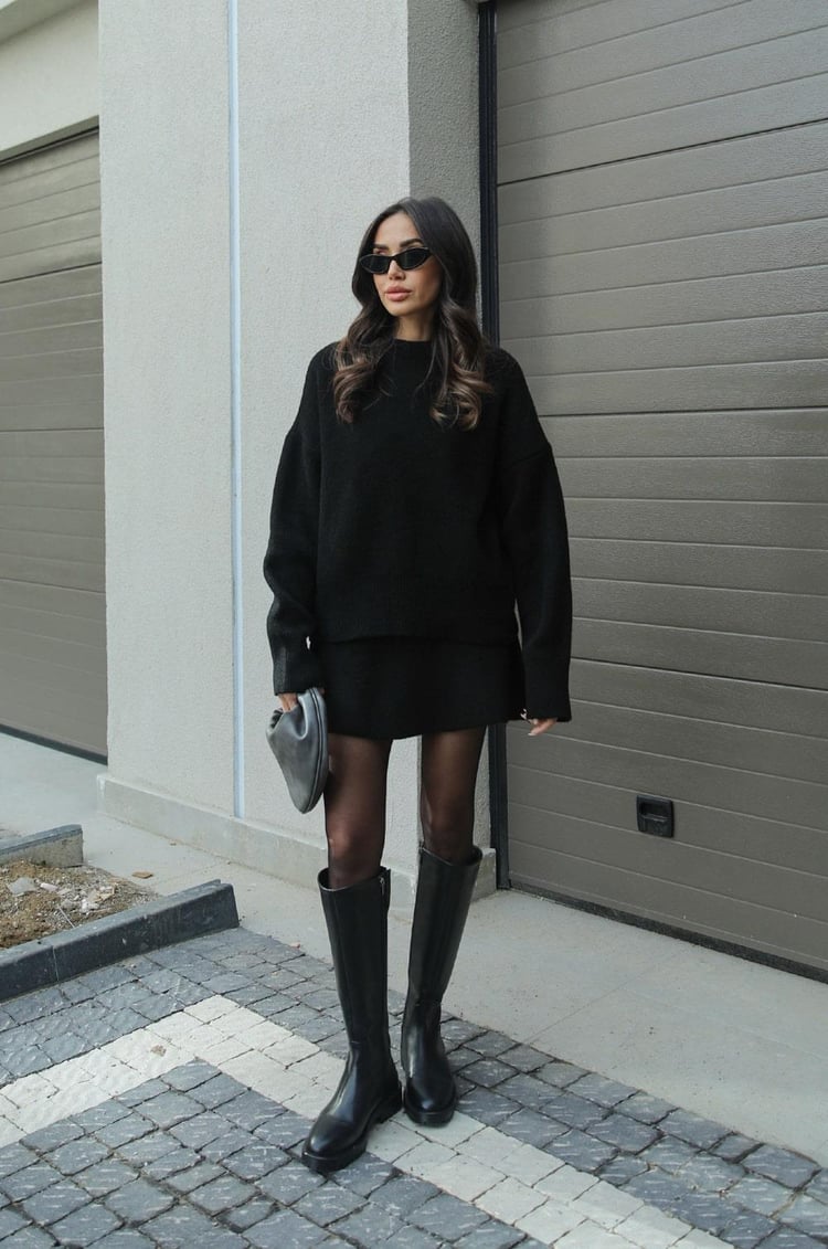 Relaxed Knit Top and Skirt Set
