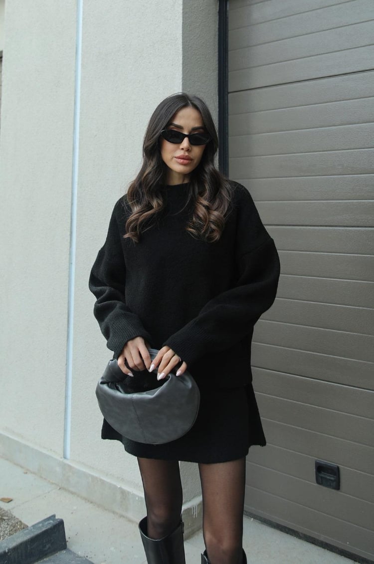 Relaxed Knit Top and Skirt Set
