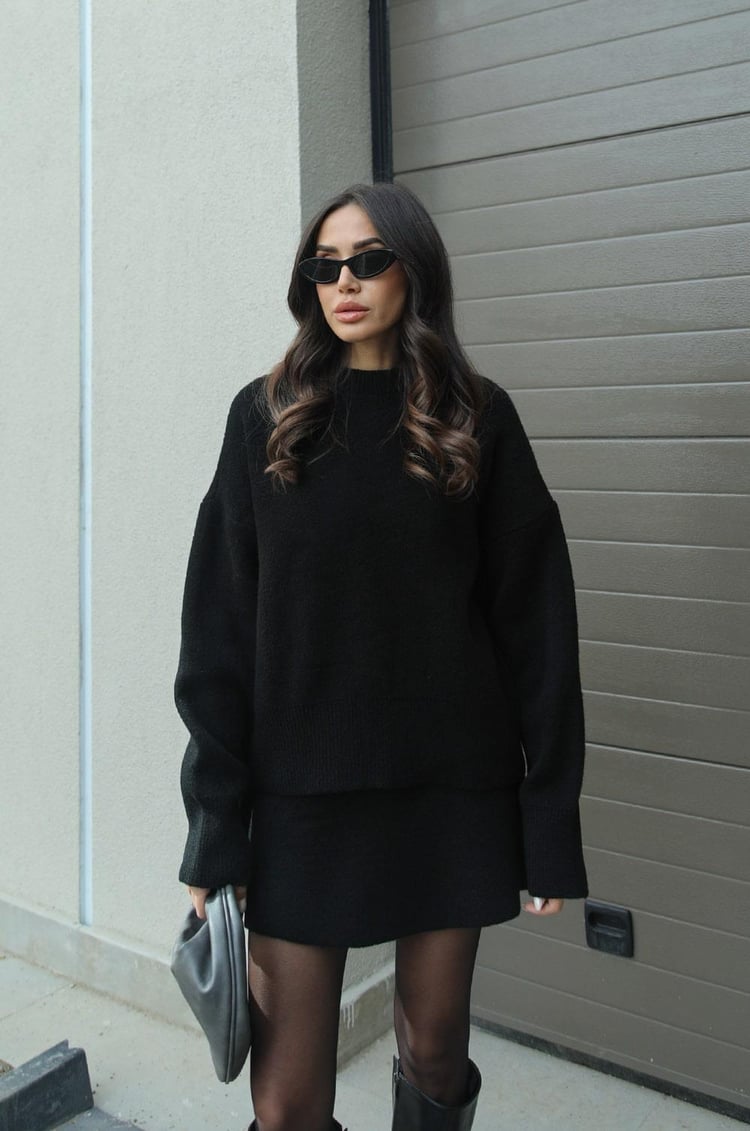 Relaxed Knit Top and Skirt Set