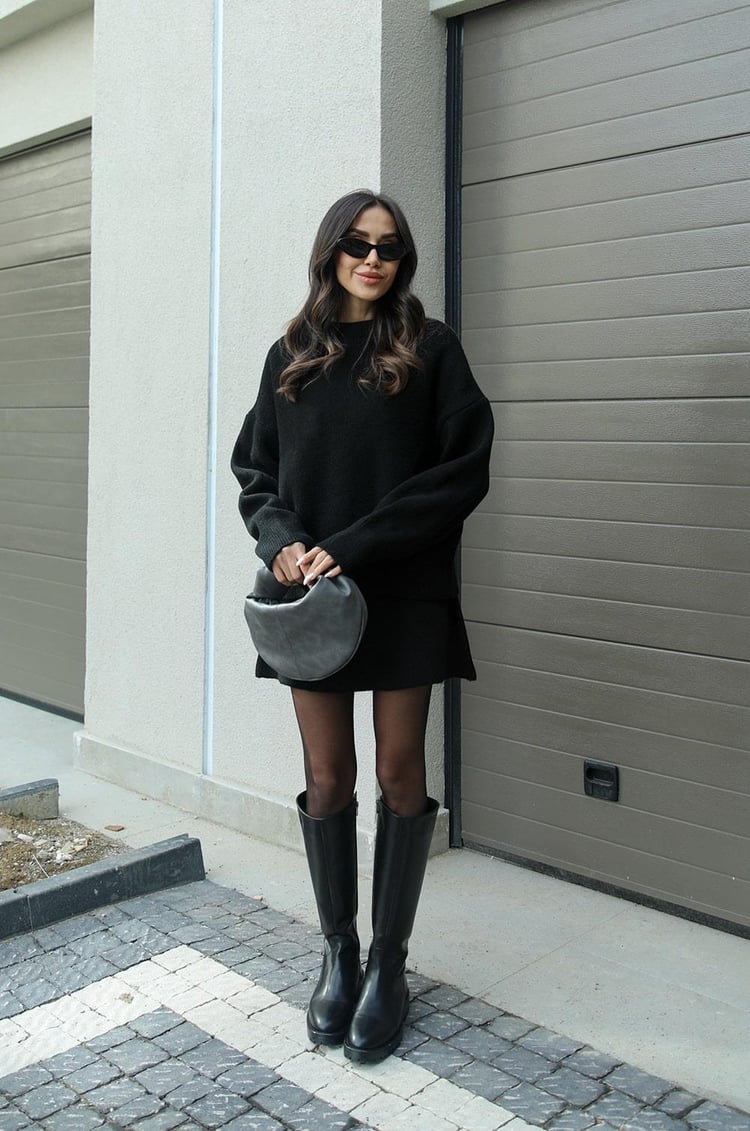 Relaxed Knit Top and Skirt Set