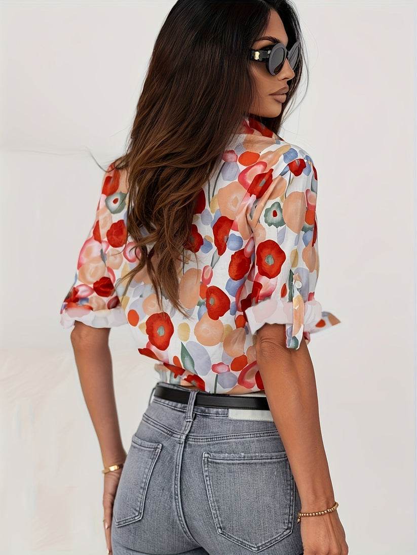 Vibrant Floral Long Sleeve Blouse