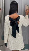 Sequin Long-Sleeve Mini Dress