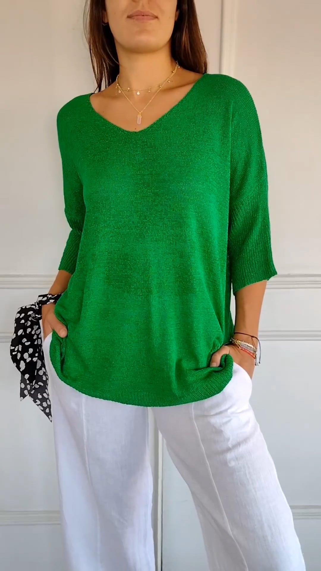 Knit V-Neck Blouse